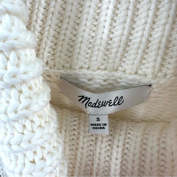 Madewell Cream and Red Cotton Cowl Turtleneck Sweater in stripe Size S - Picture 3 of 8